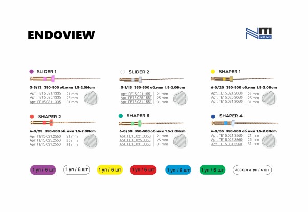 ENDOVIEW (30/06) - файлы для корневой обработки, тип NiTi 31мм (6шт), Geosoft / Россия-Израиль